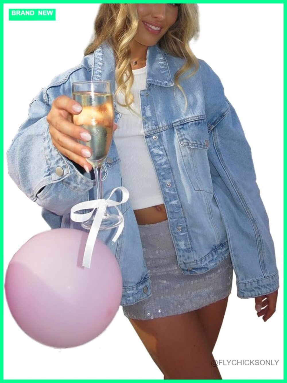 Oversized Distressed Denim Jacket Button Down Long Sleeve